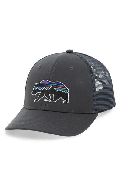 Shop Patagonia Fitz Roy Bear Trucker Cap - White In White With Kastanos Brown