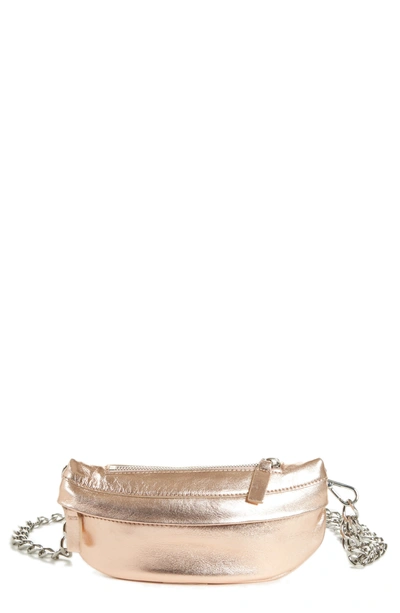 Shop Avec La Troupe Mini Metallic Troupe Convertible Belt Bag - Pink In Rose Gold