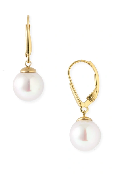 Shop Majorica Simulated Pearl Drop Earrings In White Pearl / Gold