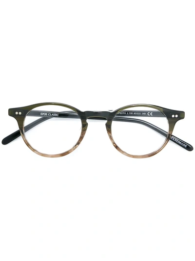 Shop Epos Round Frame Glasses In Green
