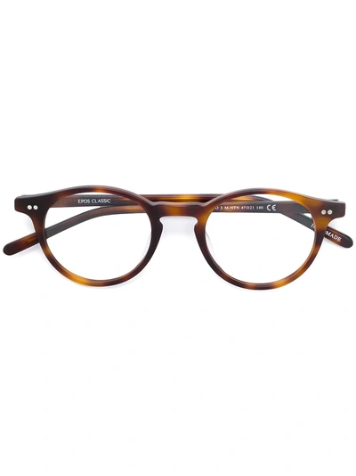 EPOS 琥珀效果圆框眼镜 - 棕色