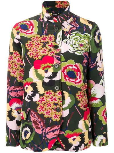 Shop Aspesi Floral Fitted Jacket - Green