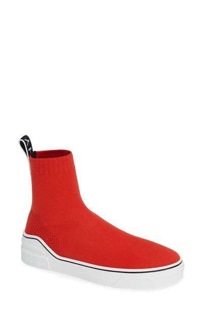 Shop Givenchy George V Hi Sock Sneaker In Poppy Red