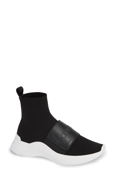 Calvin Klein Uni Sock Knit Sneaker In Black Fabric | ModeSens