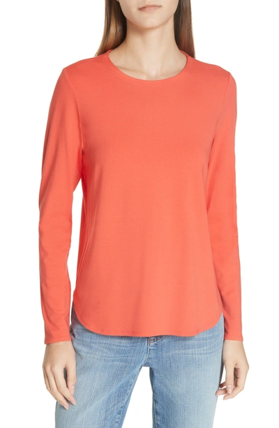 Shop Eileen Fisher Crewneck Top In Red Lory