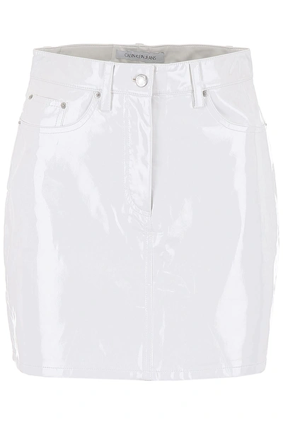 Shop Calvin Klein Jeans Est.1978 Vinyl Mini Skirt In Bright White