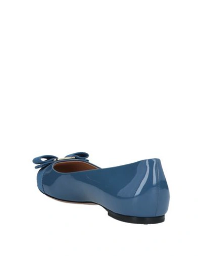 Shop Ferragamo Ballet Flats In Slate Blue