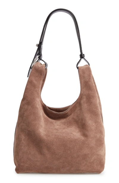 Shop Rebecca Minkoff Karlie Studded Leather Hobo Bag - Brown In Mink