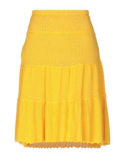 Shop Moschino Knee Length Skirts In Yellow