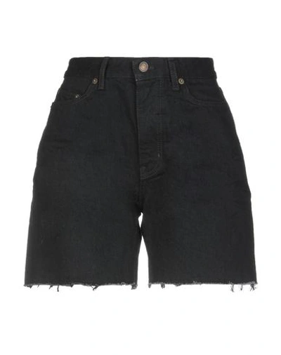 Shop Saint Laurent Denim Shorts In Black