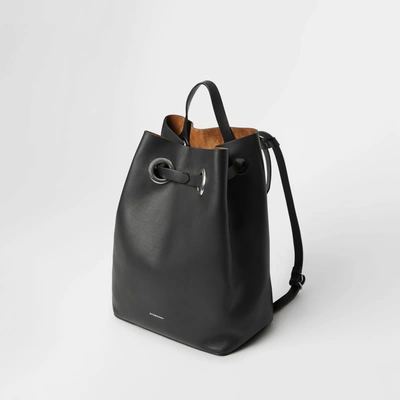 Shop Burberry The Leather Grommet Detail Backpack In Black