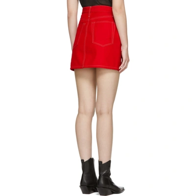Shop Helmut Lang Red Denim Femme Hi Miniskirt