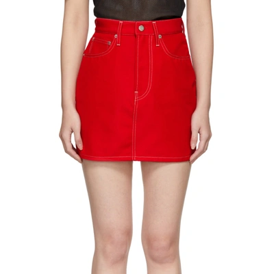 Shop Helmut Lang Red Denim Femme Hi Miniskirt