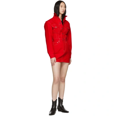 Shop Helmut Lang Red Denim Femme Hi Miniskirt