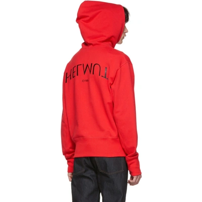 Shop Helmut Lang Red Logo Hack Hoodie