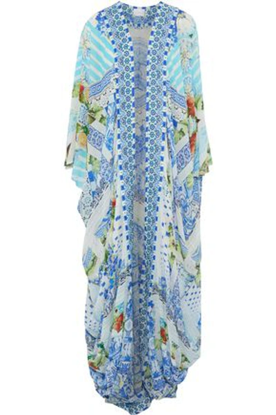 Shop Camilla Woman A Night To Remember Crystal-embellished Printed Silk Crepe De Chine Kimono Off-white