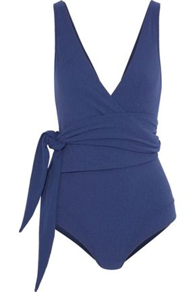 Shop Lisa Marie Fernandez Woman Dree Louise Wrap Swimsuit Navy