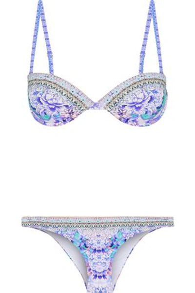 Shop Camilla Woman Crystal-embellished Printed Bikini Multicolor
