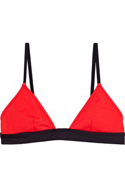 Shop Solid & Striped Woman The Morgan Two-tone Triangle Bikini Top Red