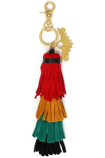 Shop Camilla Woman Color-block Leather Tassel Keychain Red