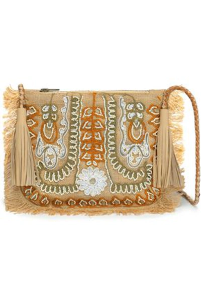 Shop Antik Batik Woman Maliah Embellished Jute Shoulder Bag Sand