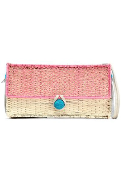 Shop Sophie Anderson Color-block Straw Shoulder Bag In Pink