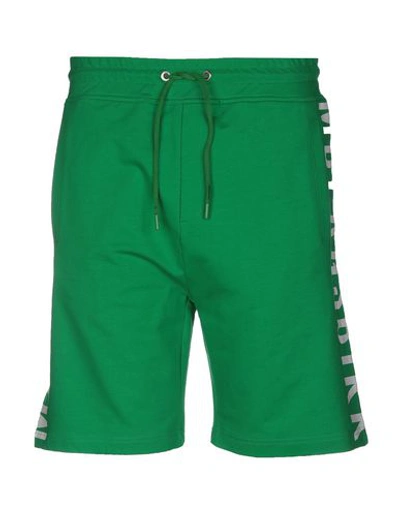 Shop Bikkembergs Man Shorts & Bermuda Shorts Green Size M Cotton, Elastane