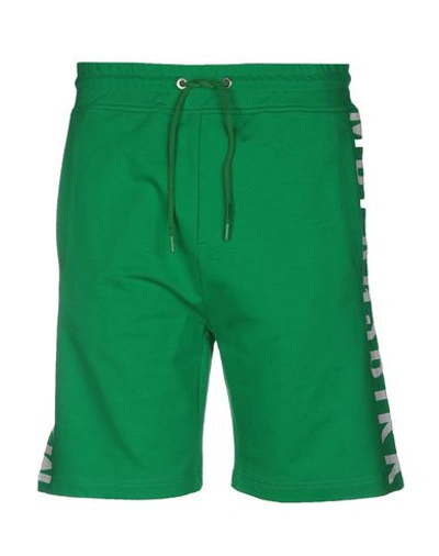 Bikkembergs Man Shorts & Bermuda Shorts Green Size M Cotton, Elastane In Green