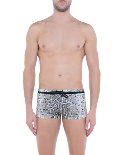 Shop Roberto Cavalli Beachwear Swim Trunks In Light Grey