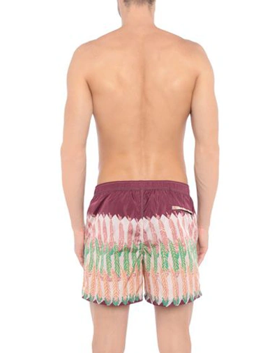 Shop Valentino Swim Shorts In Maroon
