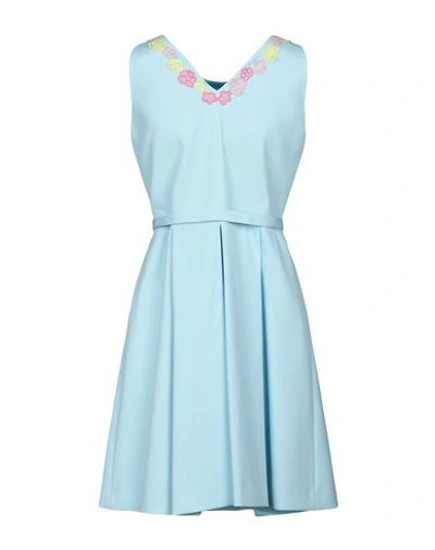 Shop Boutique Moschino Woman Mini Dress Sky Blue Size 8 Cotton, Other Fibres