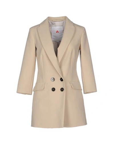 Peuterey Double Breasted Pea Coat In Beige