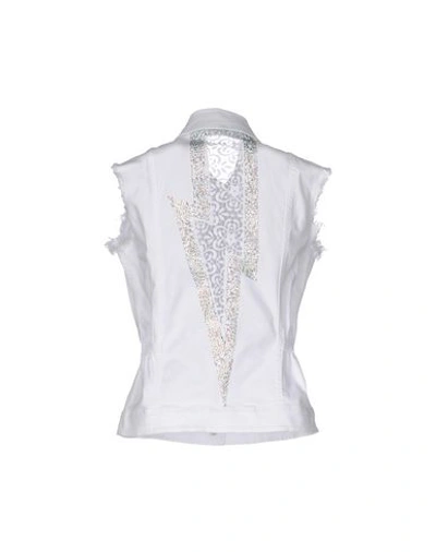 Shop Philipp Plein Denim Outerwear In White