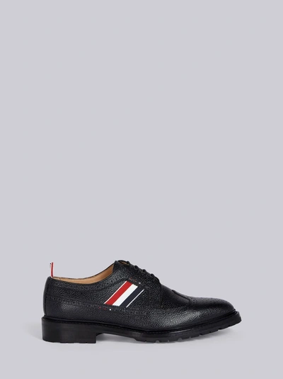 Shop Thom Browne Tricolor Webbing Classic Longwing Brogue In Black