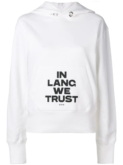 Shop Helmut Lang Standard Hoodie With Print - White
