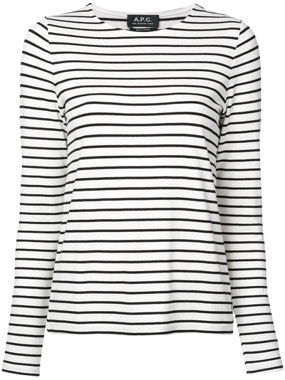 A.P.C. STRIPED LONG-SLEEVE TOP - 白色