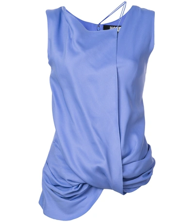 Shop Jacquemus Dhubia Draped Top In Blue