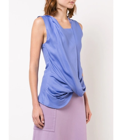Shop Jacquemus Dhubia Draped Top In Blue