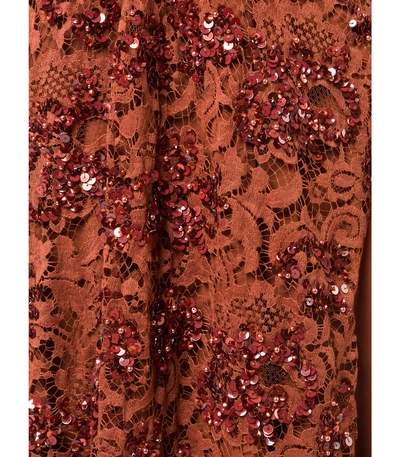 Shop Chloé Sequined Lace Dress In Orange