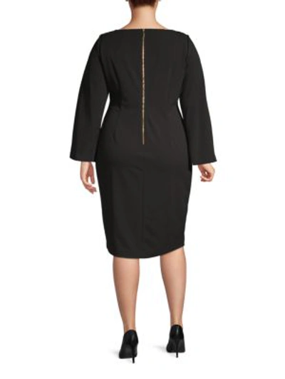 Shop Calvin Klein Plus Long-sleeve Sheath Dress In Black