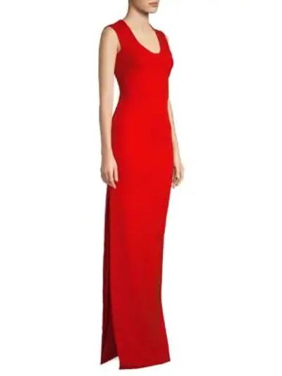 Shop Solace London Mille Crepe Knit Column Gown In Red
