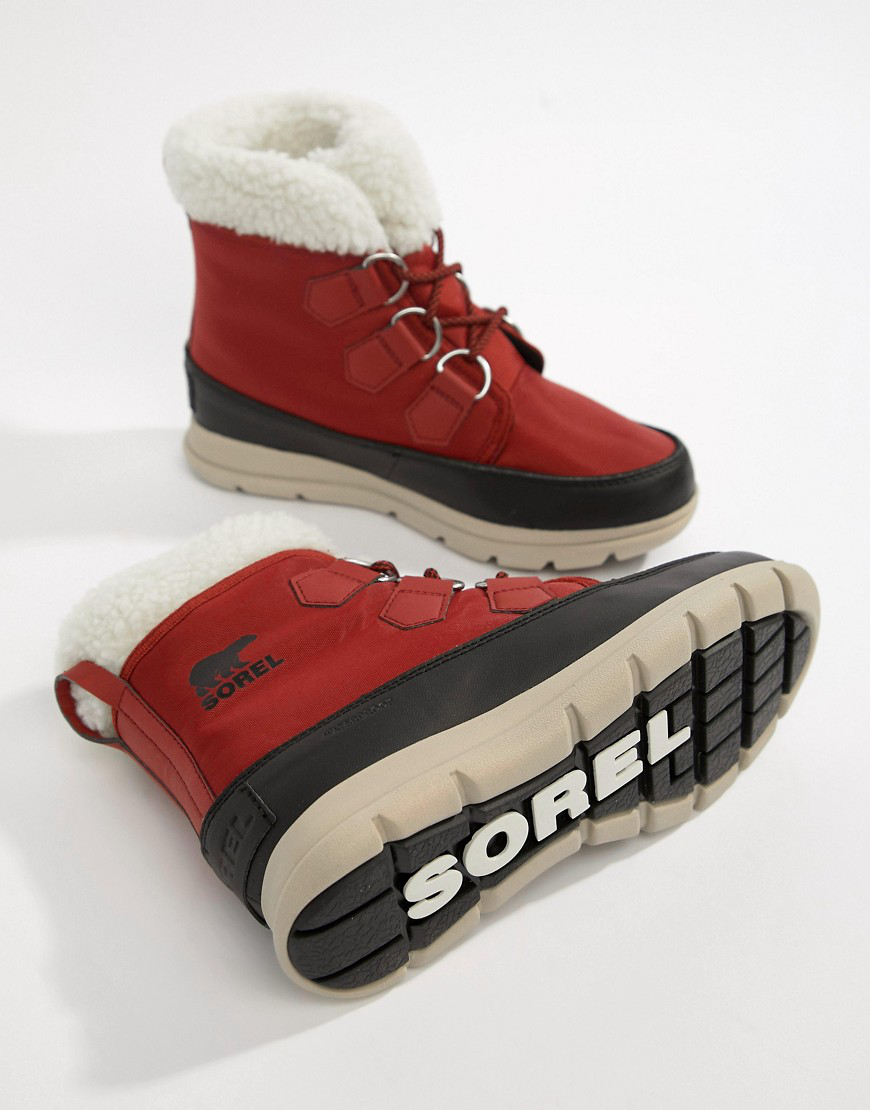 sorel explorer carnival waterproof nylon boots with microfleece lining