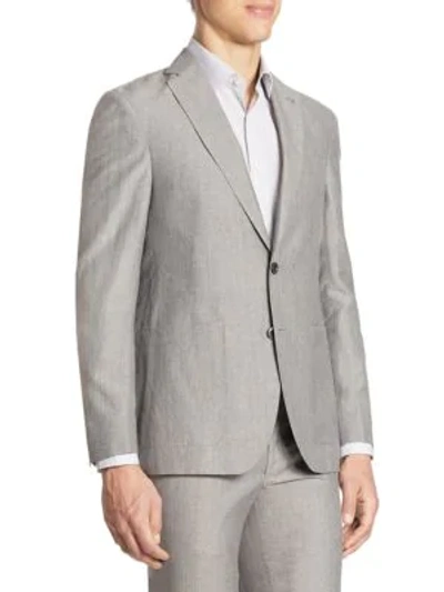 Shop Jack Victor Men's Modern Wool & Linen Suit Jacket In Grey