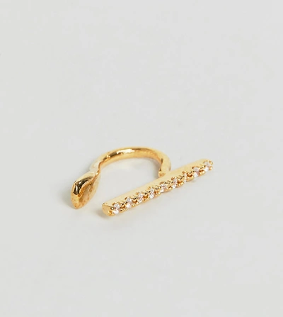 Shop Astrid & Miyu 18k Gold Plated Crystal Pave Ear Cuff - Gold