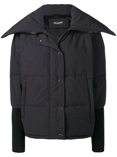 Shop Neil Barrett Fold Collar Padded Jacket In Black
