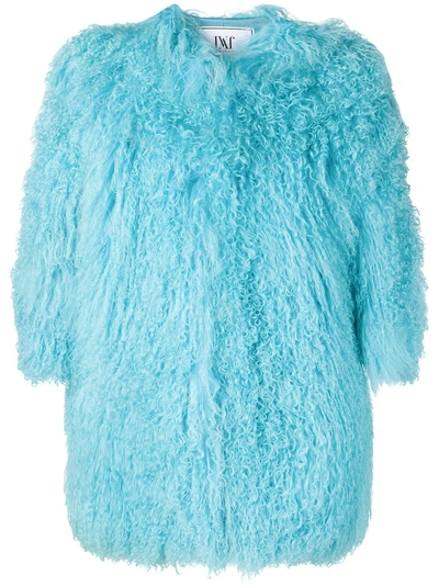 Shop Jorge Vazquez Oversized Fur Coat In Blue