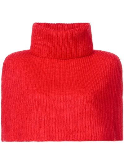 Shop Sally Lapointe Knitted Mini Cape In Red