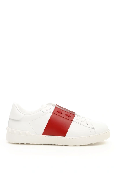 Shop Valentino Open Sneakers In Bianco Rosso|bianco