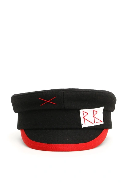 Shop Ruslan Baginskiy Baker Boy Hat In Black Red|nero
