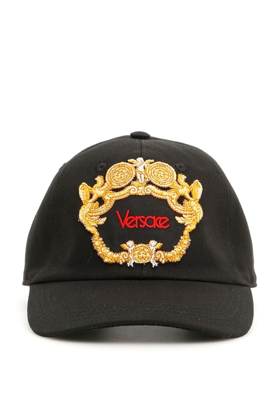 Shop Versace Baseball Cap In Black Gold|nero